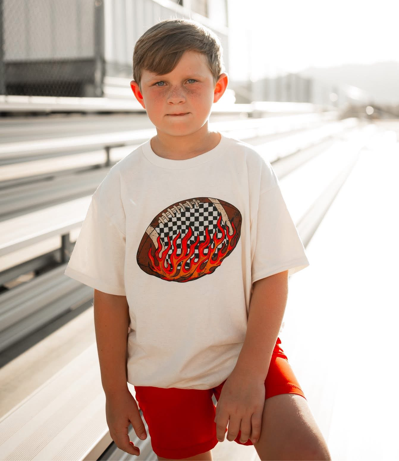 Flaming Football | Ivory  Graphic T-Shirt