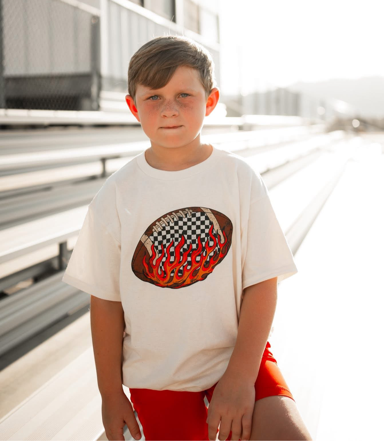 Flaming Football | Ivory  Graphic T-Shirt