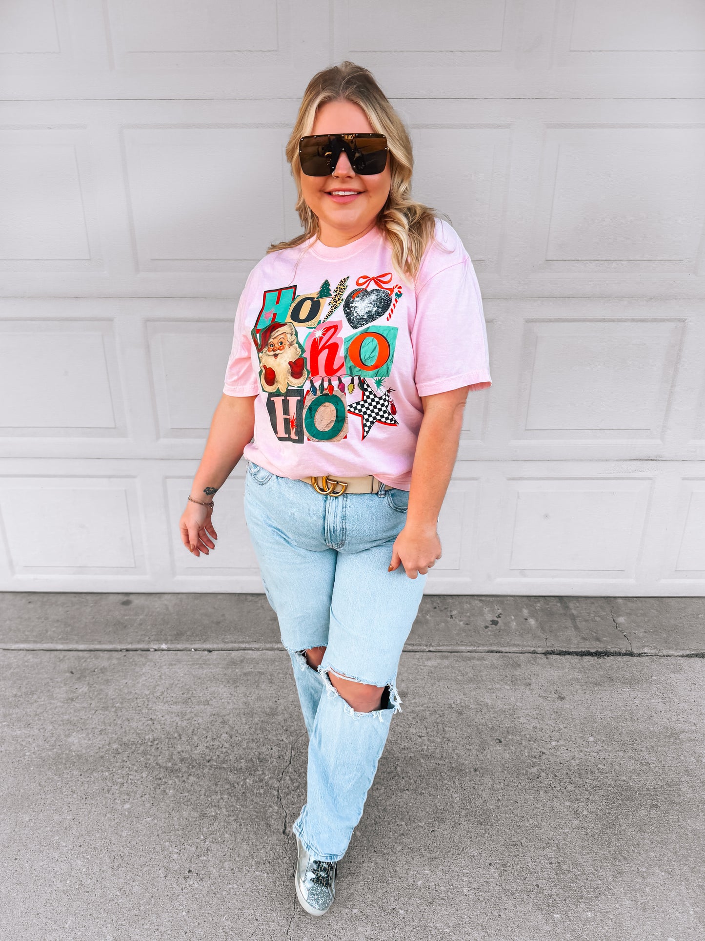 HO HO HO| Comfort Color Tee- Baby Pink