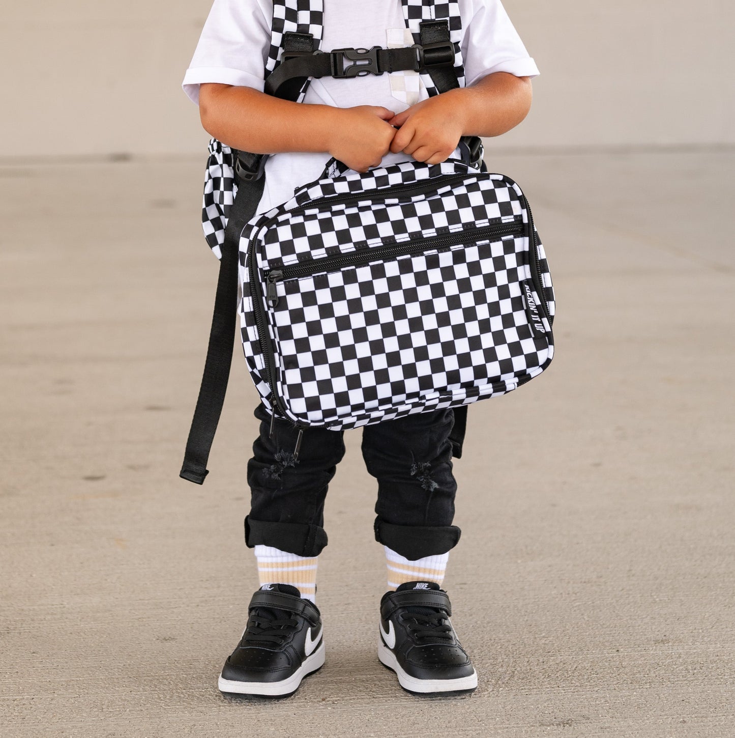 Black Checkered Lunch Box