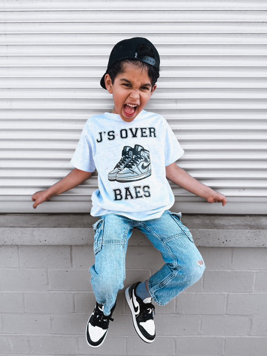 J's over Bae's | Grey Graphic T-shirt