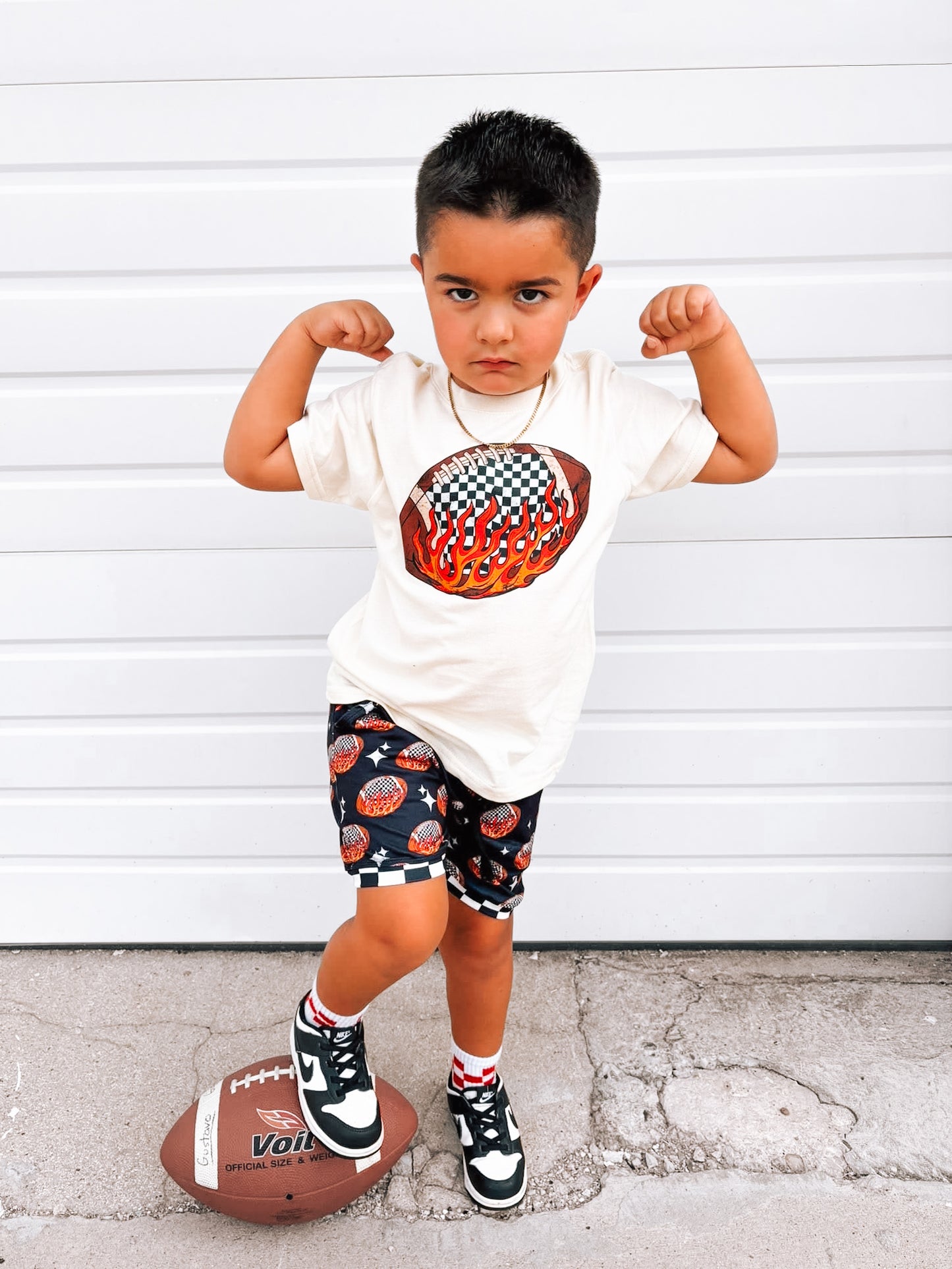 Flaming Football | Ivory  Graphic T-Shirt