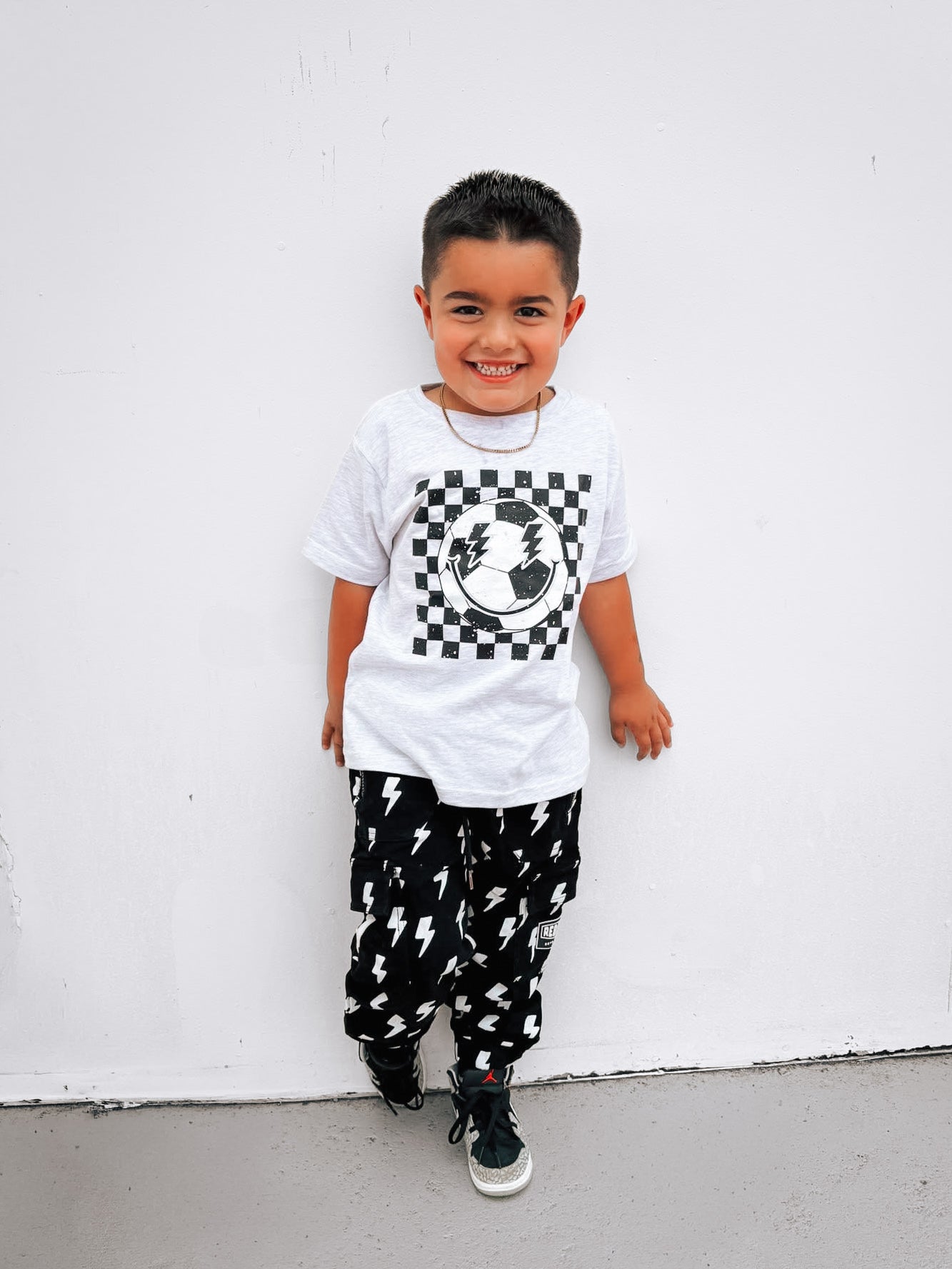 Checker Soccer | Ash Grey Graphic T-Shirt