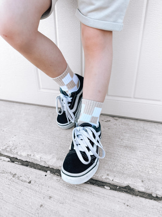 Beige + White Checker | Socks*