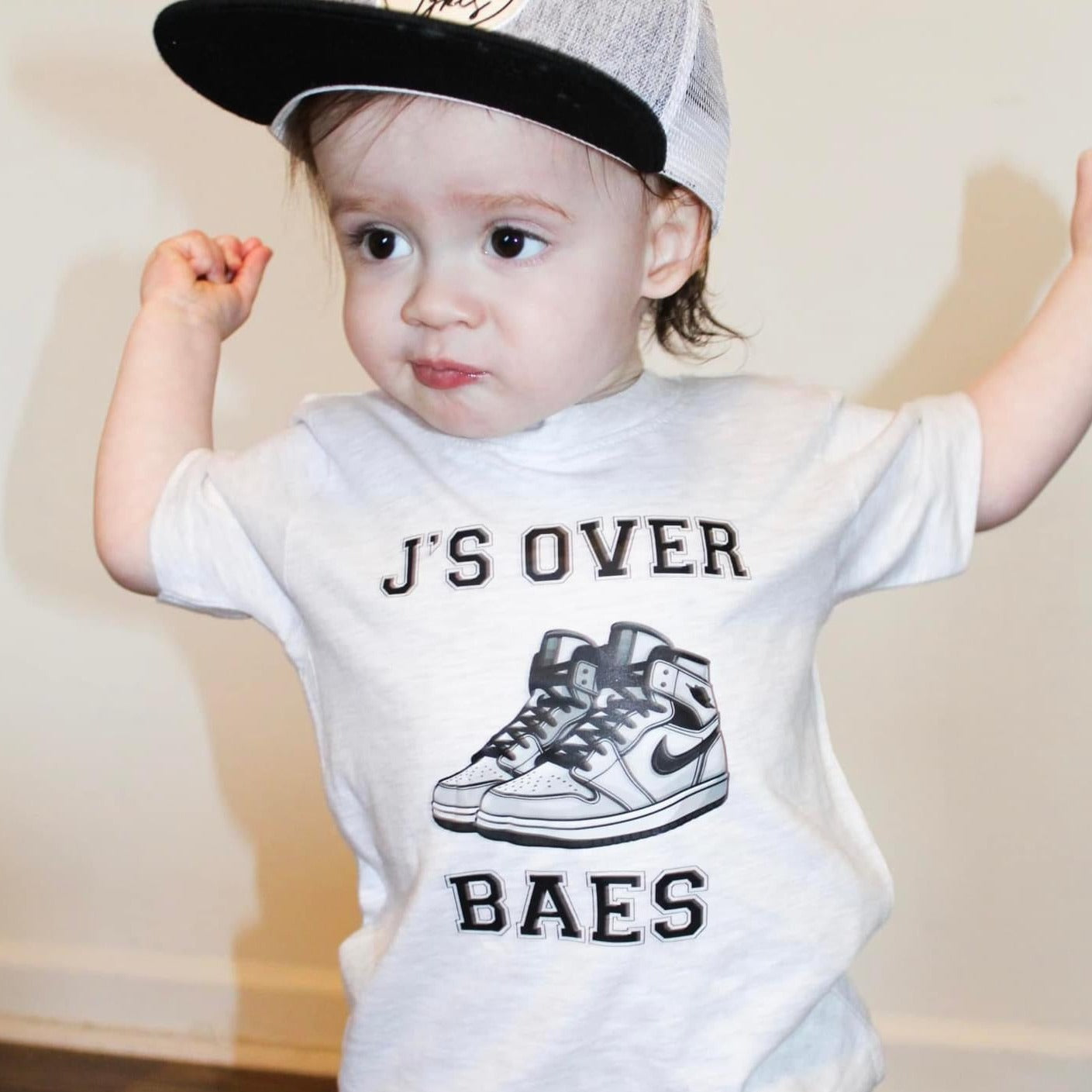 J's over Bae's | Grey Graphic T-shirt