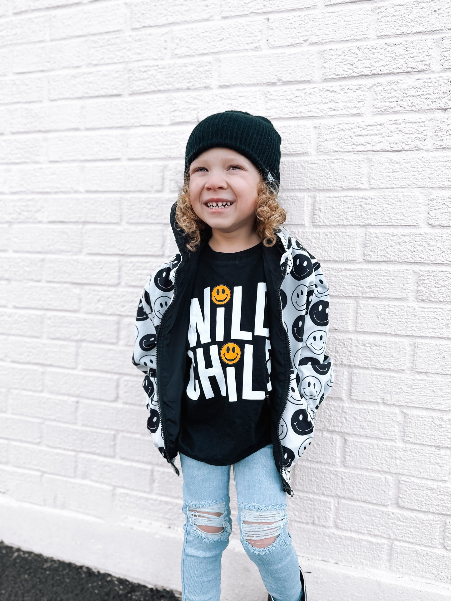 Wild Child Smiley | Black Graphic T-Shirt