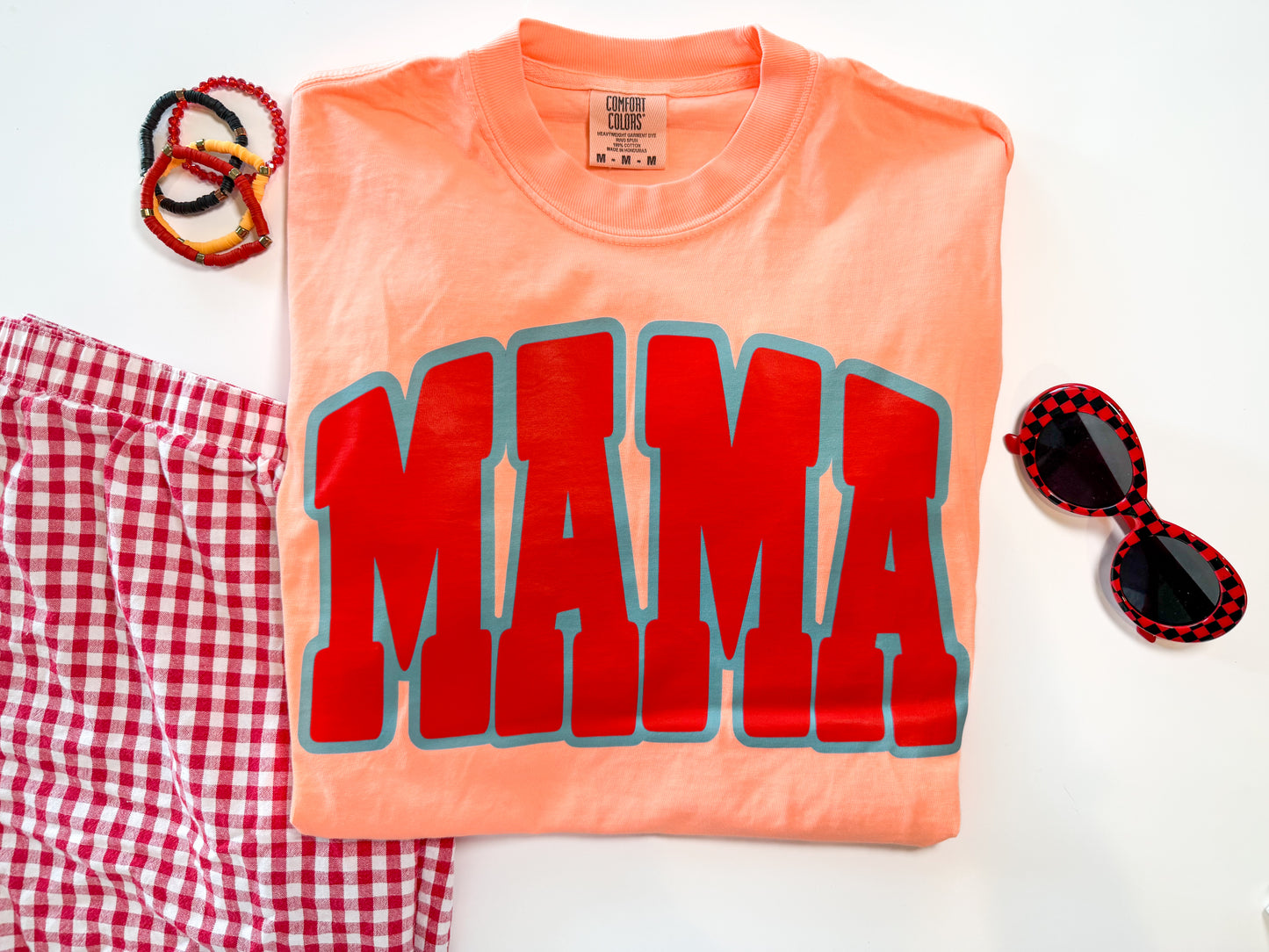 Mama Varsity Block | Neon Coral Comfort Color