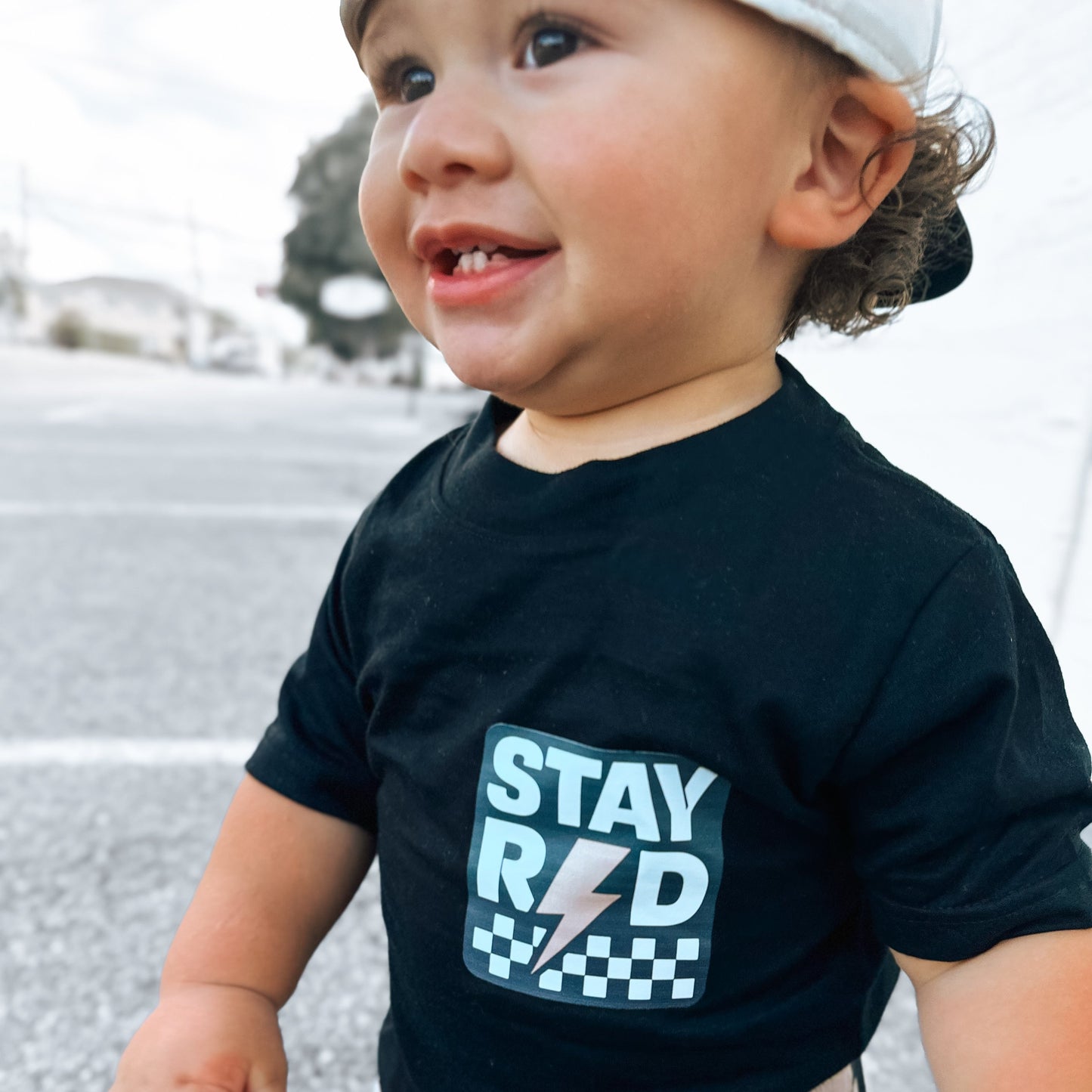 Stay Rad Bolt & Checker | Black Graphic Pocket T-shirt