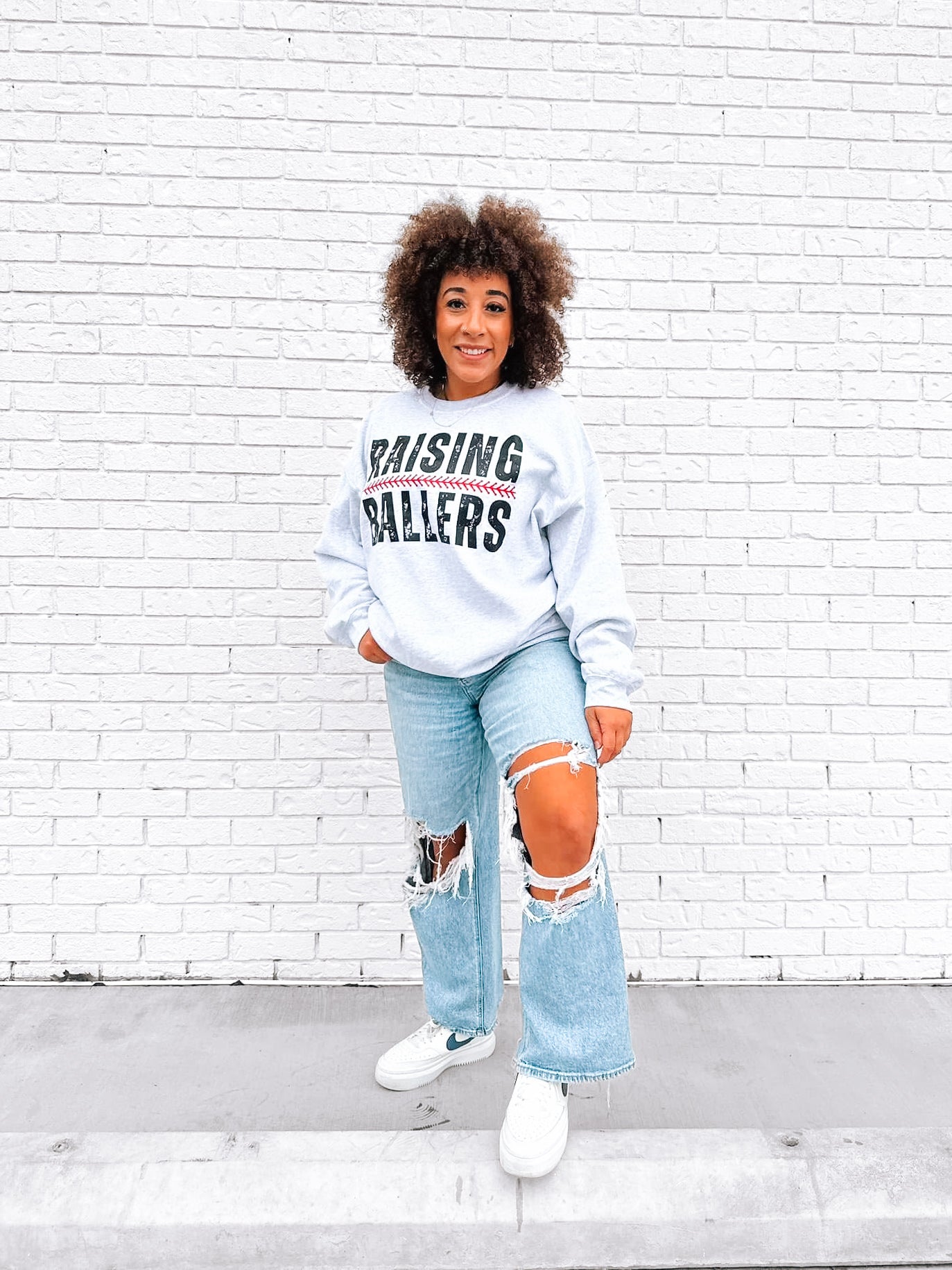 Raising Ballers | Ash Gildan Sweatshirt