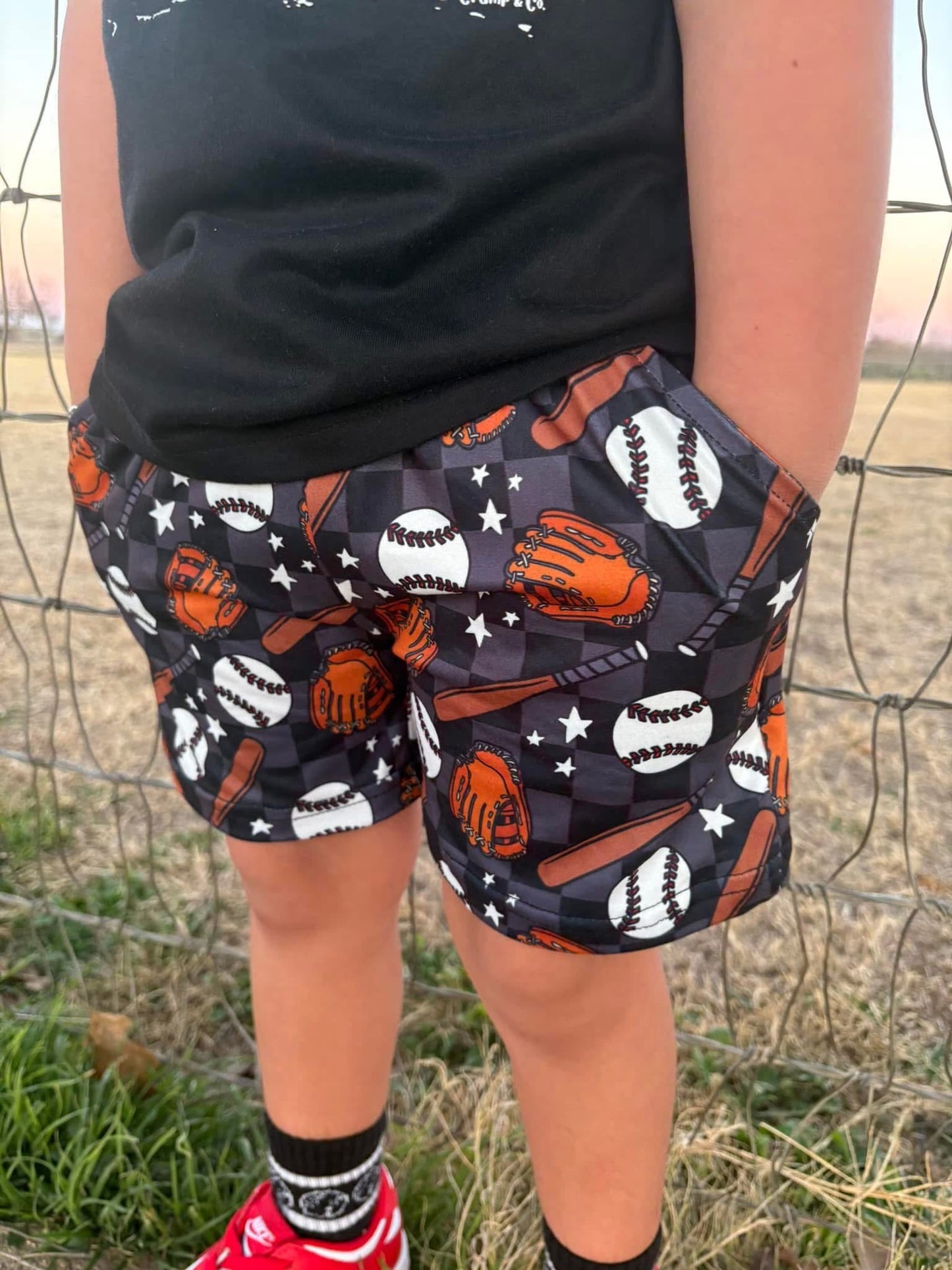 Baseball Days | Black Tie Shorts*