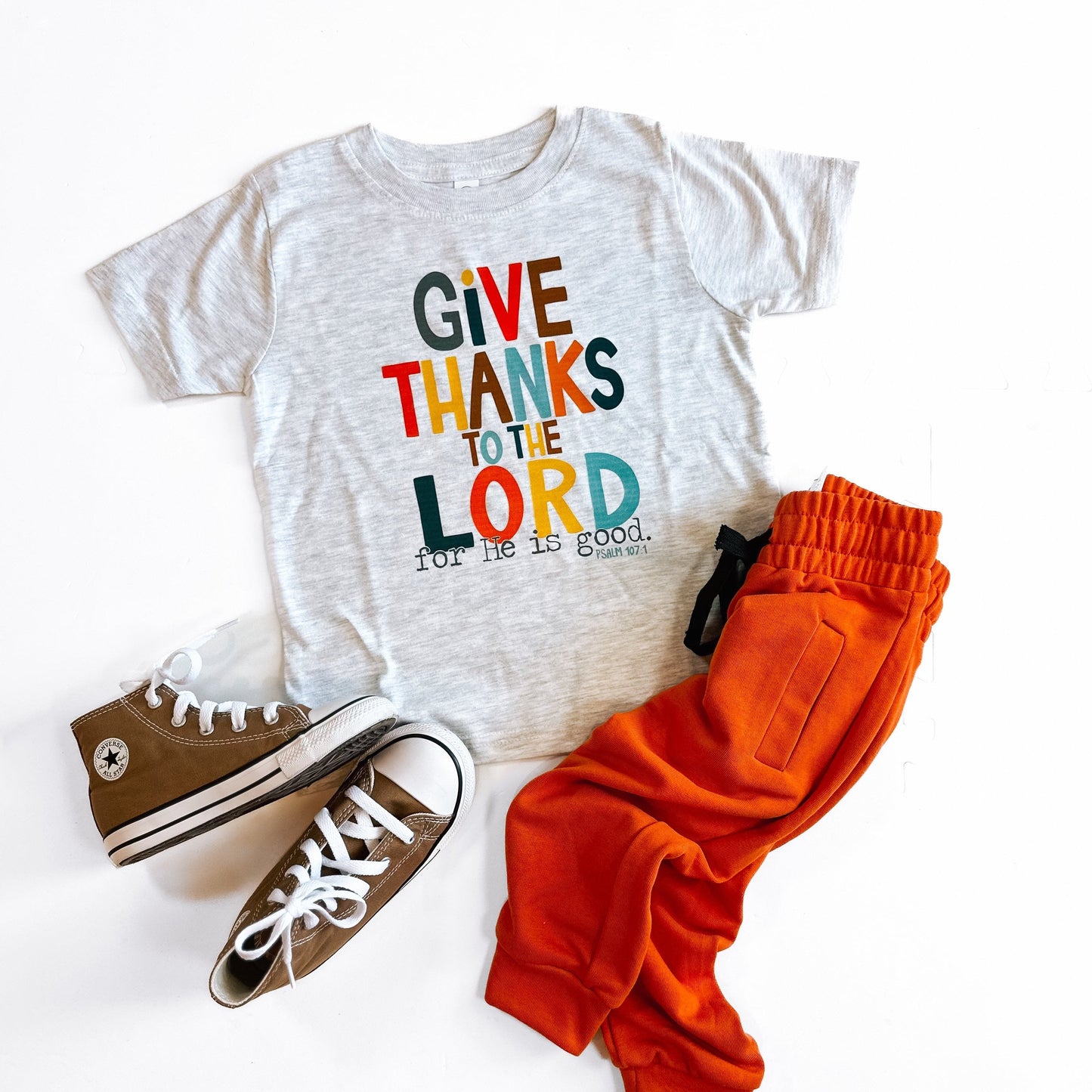 Give Thanks | Ash Grey Graphic T-Shirt