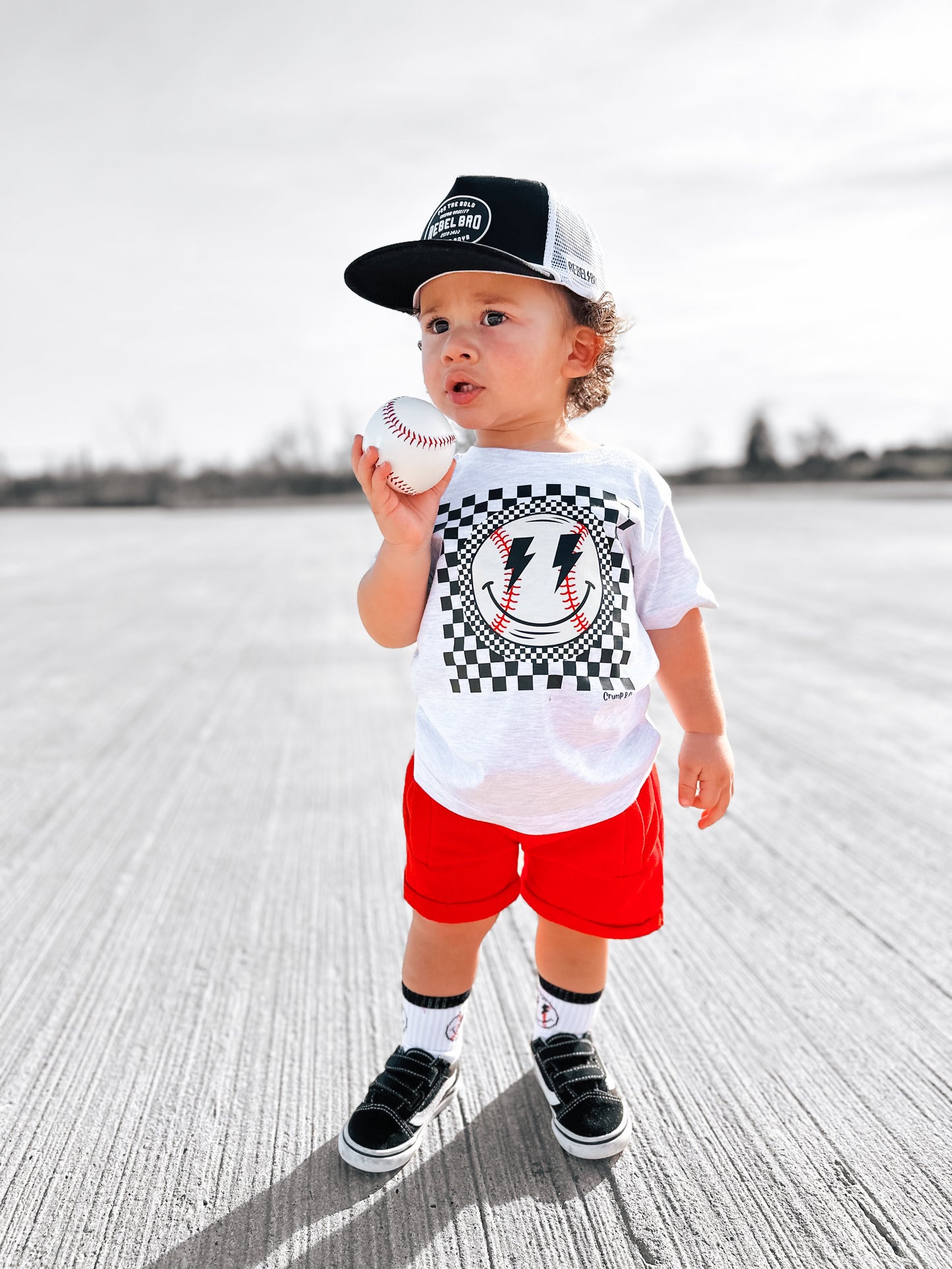 Checker Baseball | Grey Graphic T-shirt