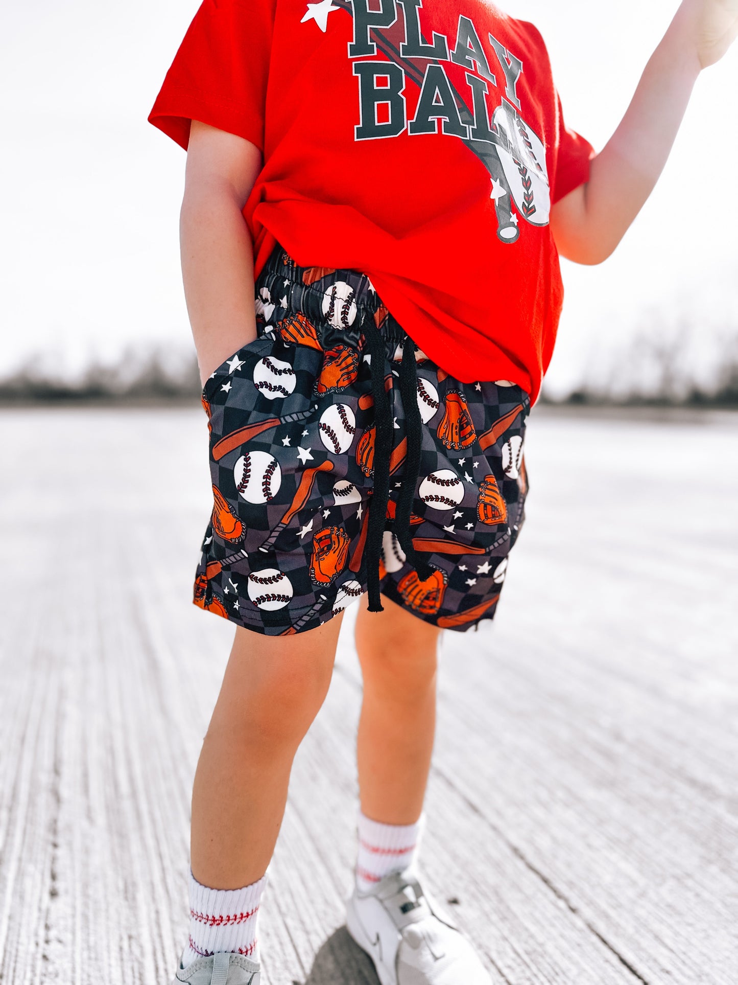 Baseball Days | Black Tie Shorts*