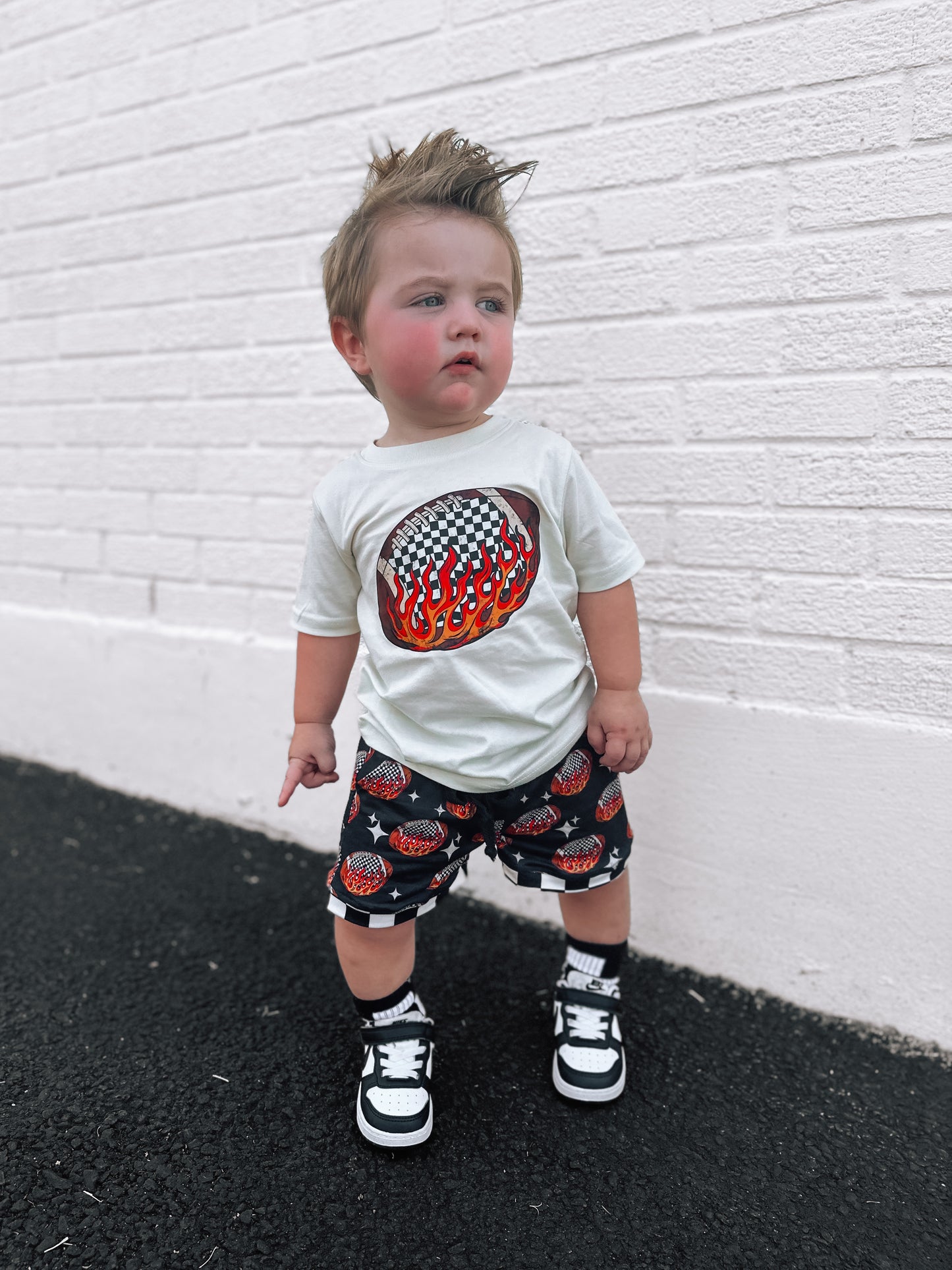 Flaming Football | Ivory  Graphic T-Shirt