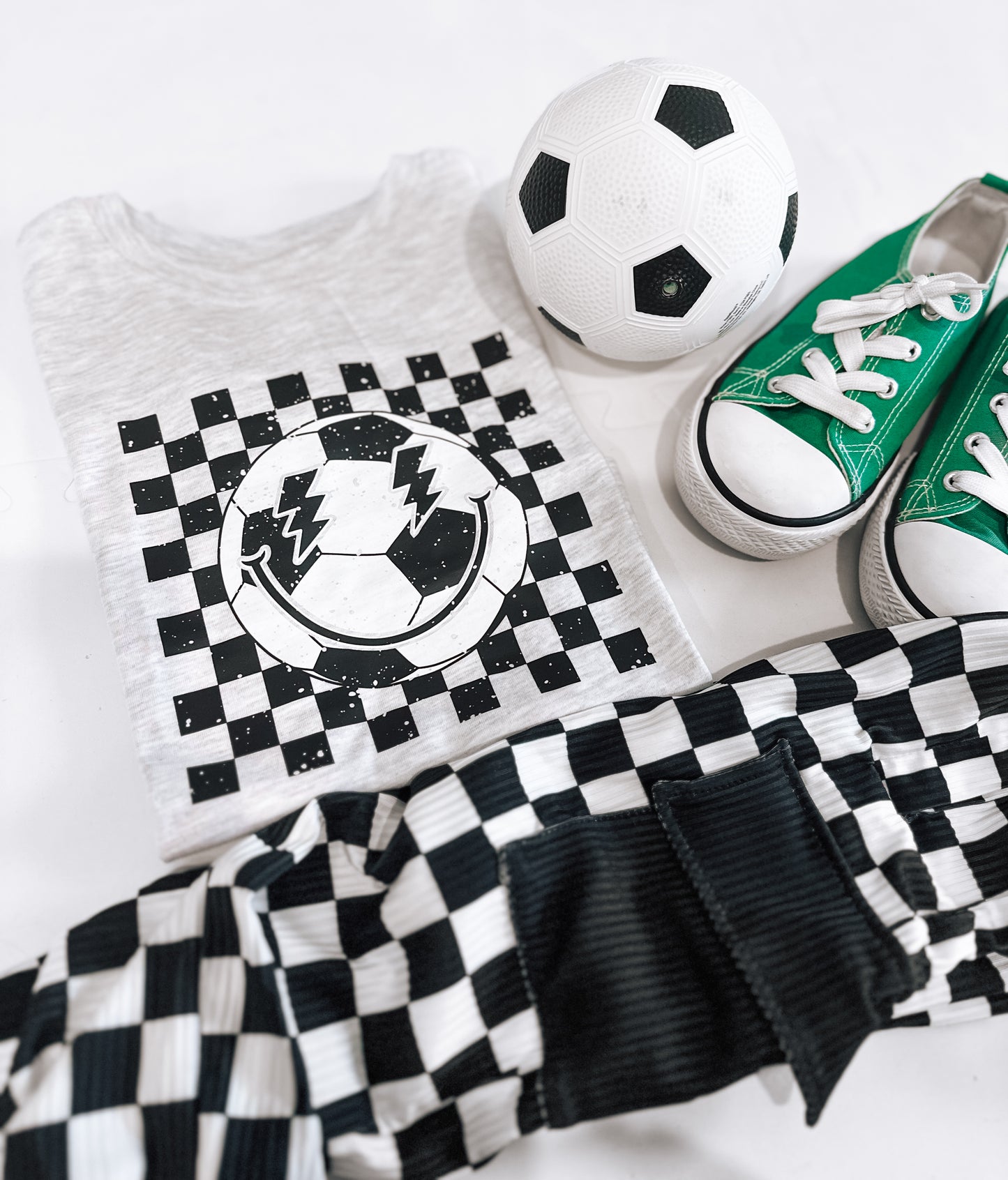 Checker Soccer | Ash Grey Graphic T-Shirt