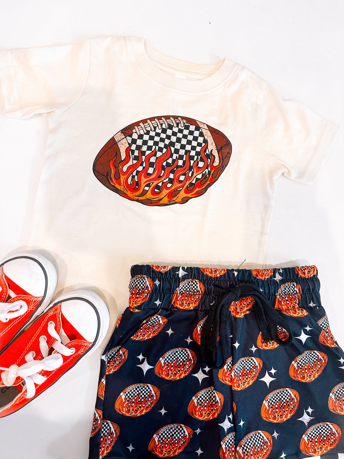 Flaming Football | Ivory  Graphic T-Shirt