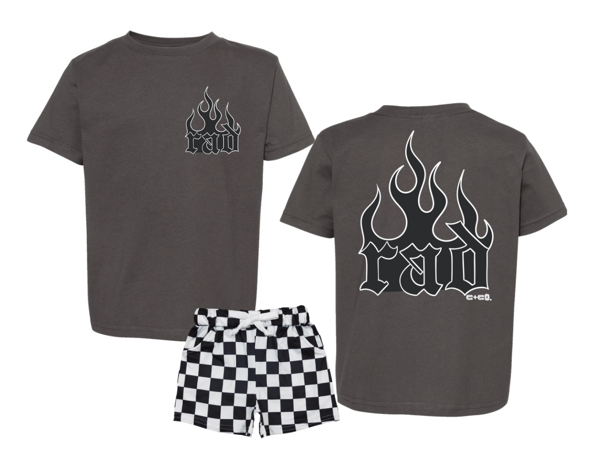 Rad Flame | Charcoal Graphic T-Shirt