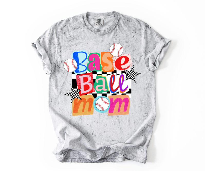 Baseball Mom Stars | Color Blast Grey Comfort Color