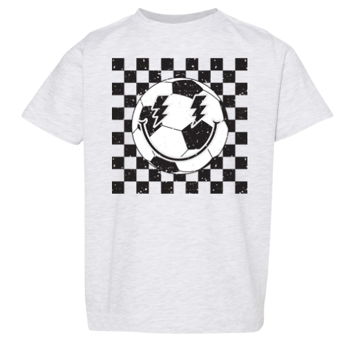 Checker Soccer | Ash Grey Graphic T-Shirt