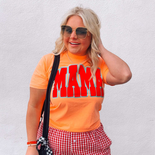 Mama Varsity Block | Neon Coral Comfort Color