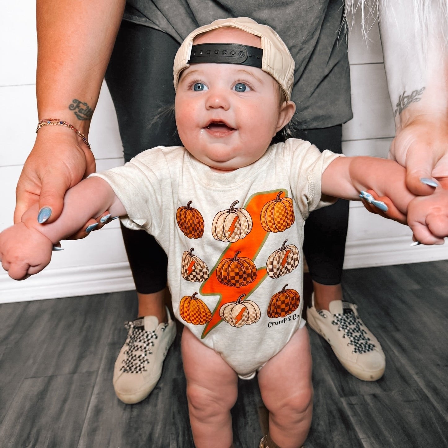 Bolts and Pumpkins| Rolled Sleeve Bubble Romper