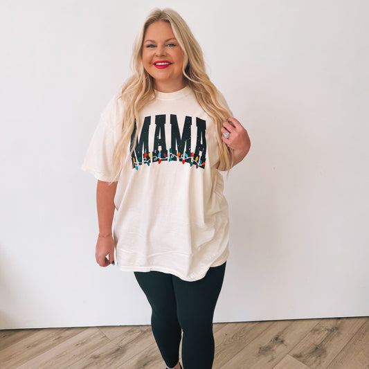 Mama Christmas Lights | Comfort Color Tee