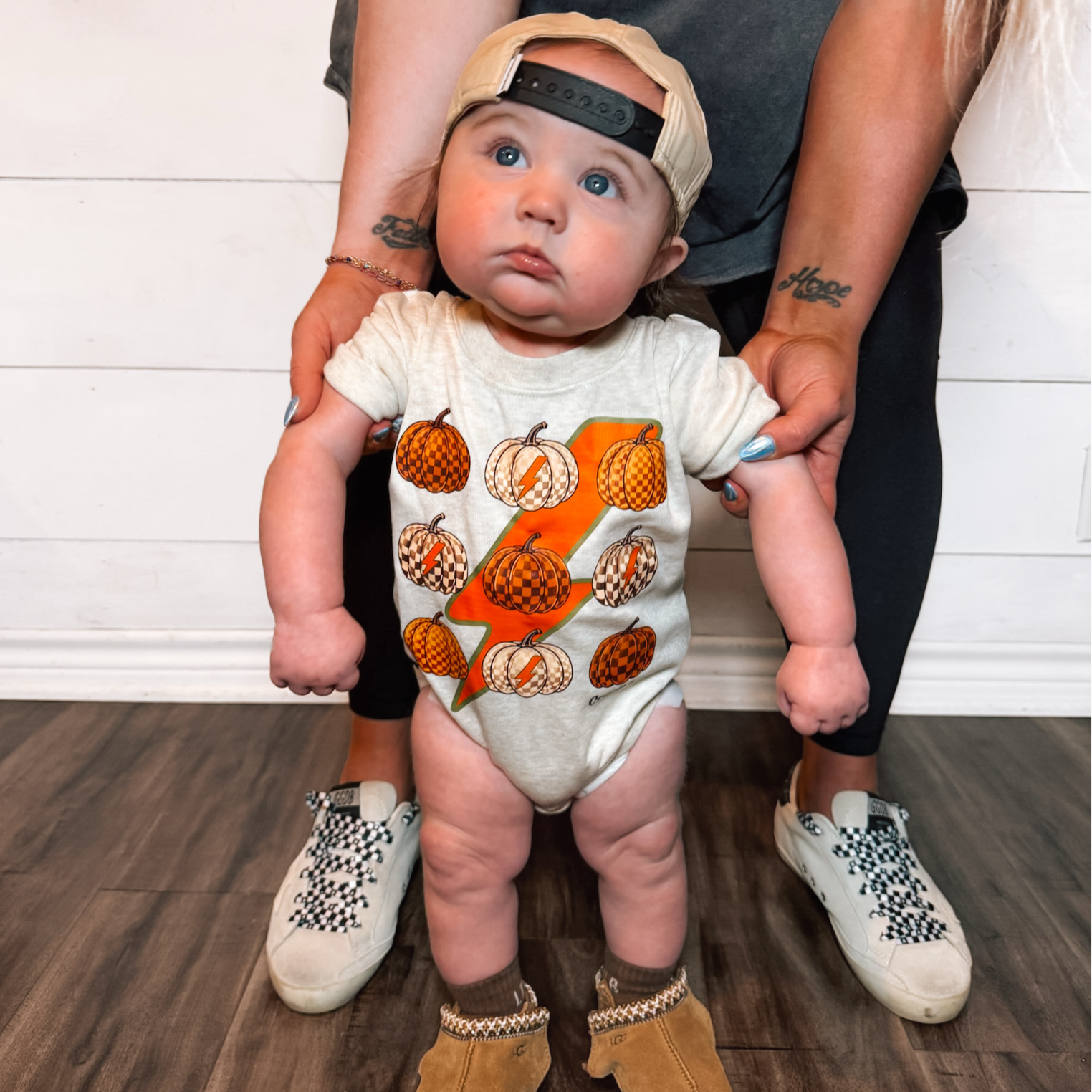 Bolts and Pumpkins| Rolled Sleeve Bubble Romper