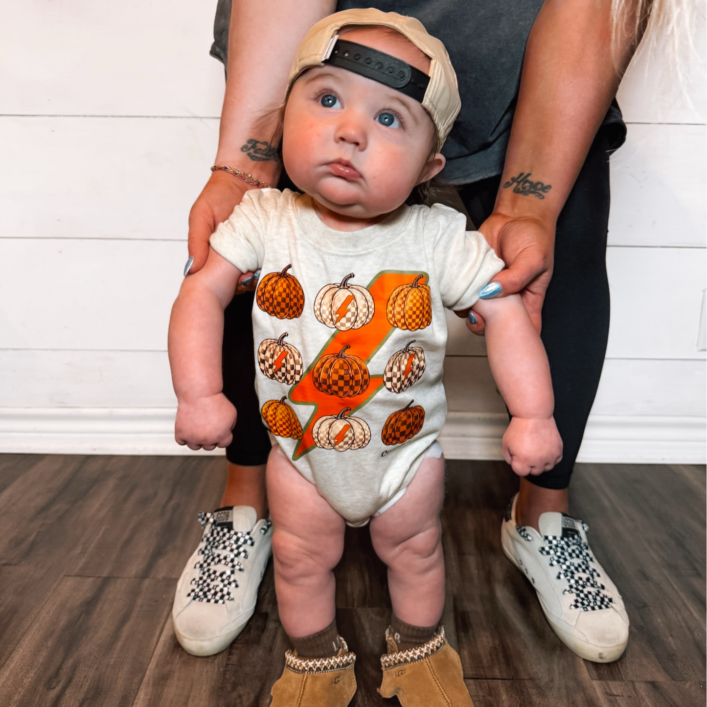 Bolts and Pumpkins| Rolled Sleeve Bubble Romper