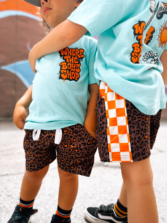 Wild Summer | Orange & Cheetah Tie Shorts
