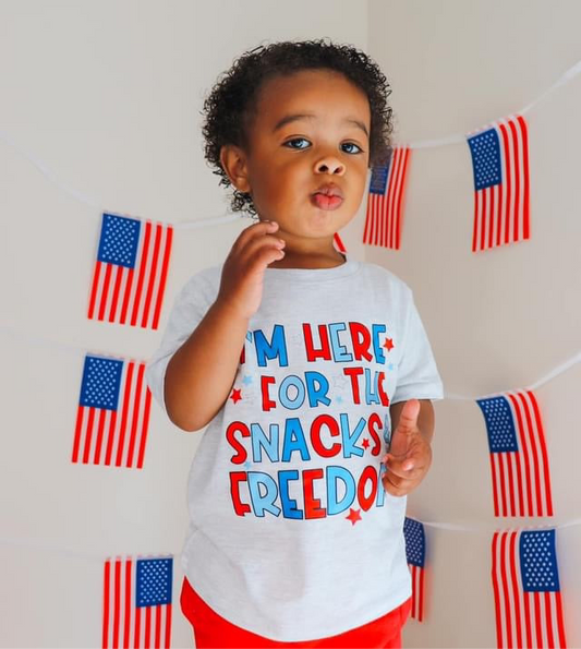 Snacks and Freedom | Ash Grey Graphic T-shirt
