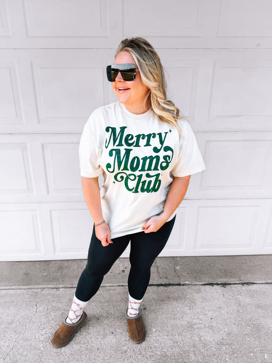 Merry Moms Club | Comfort Color Tee- Ivory