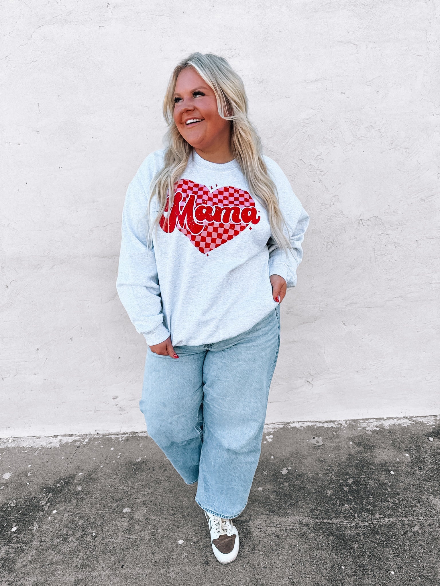 Valentine Mama | Ash Gildan Sweatshirt