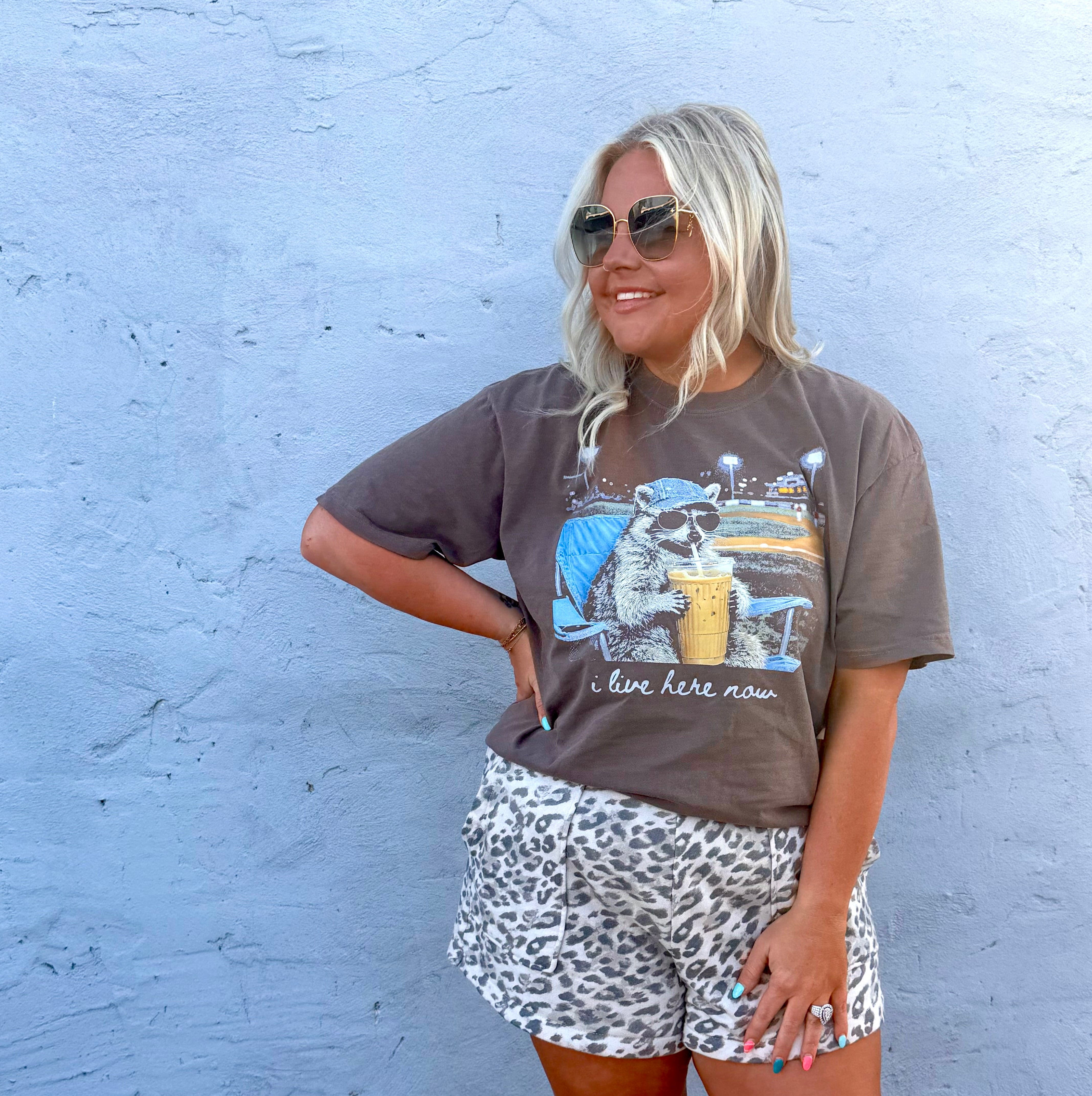 I Live Here Now- Baseball | Comfort Color Tee- Coffee
