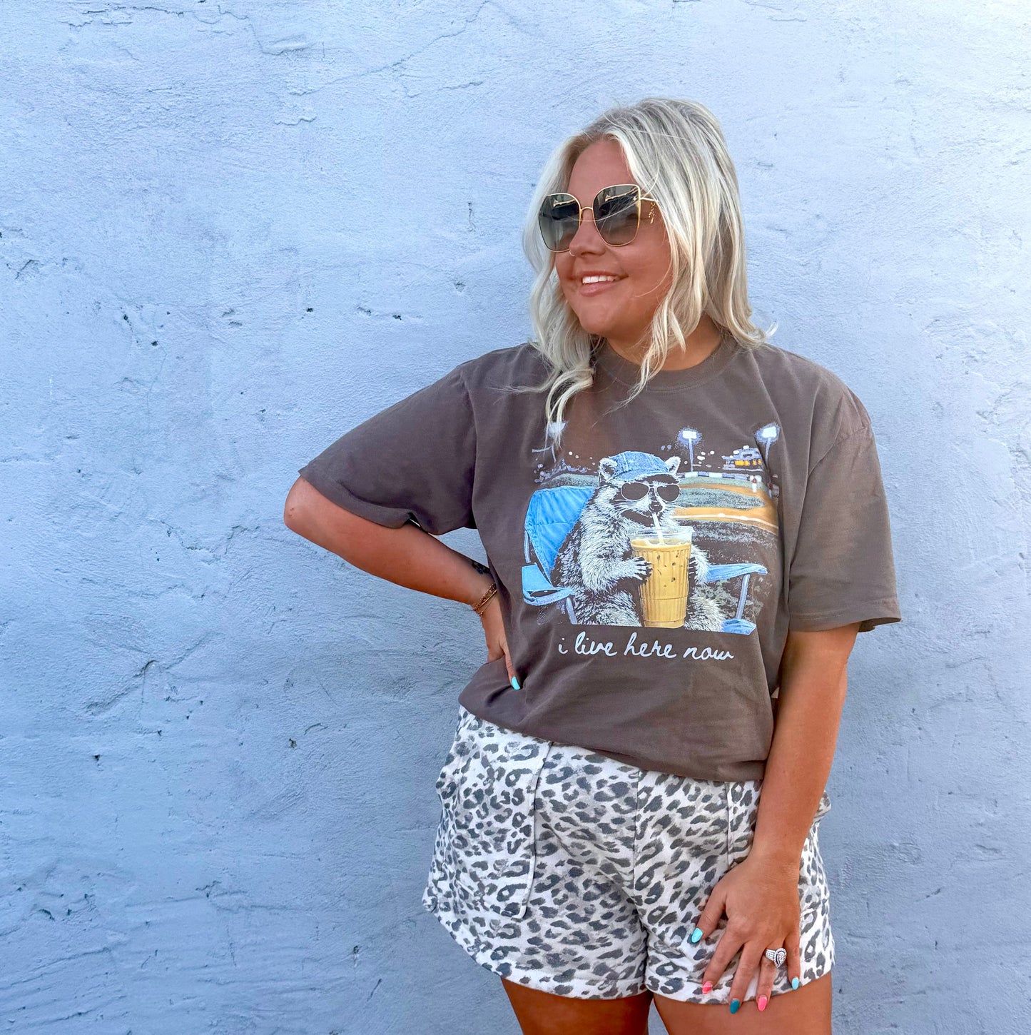 I Live Here Now- Baseball | Comfort Color Tee- Coffee