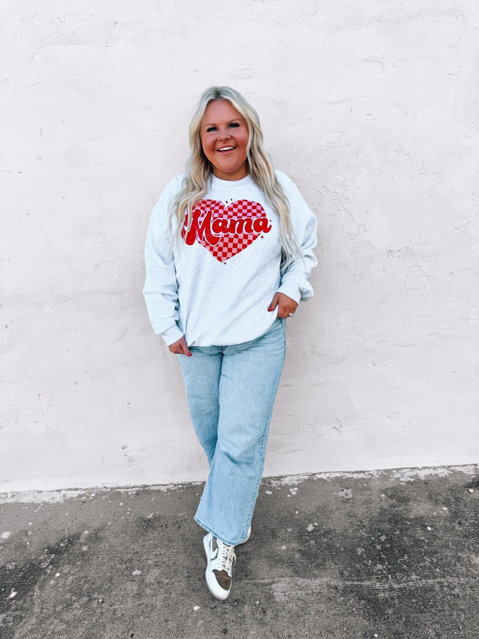 Valentine Mama | Ash Gildan Sweatshirt