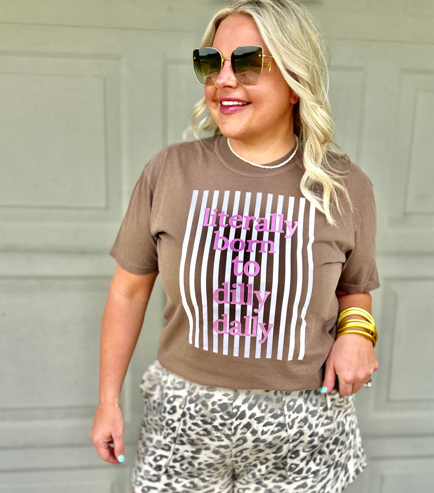 Live To Dilly Dally | Comfort Color Tee- Brown
