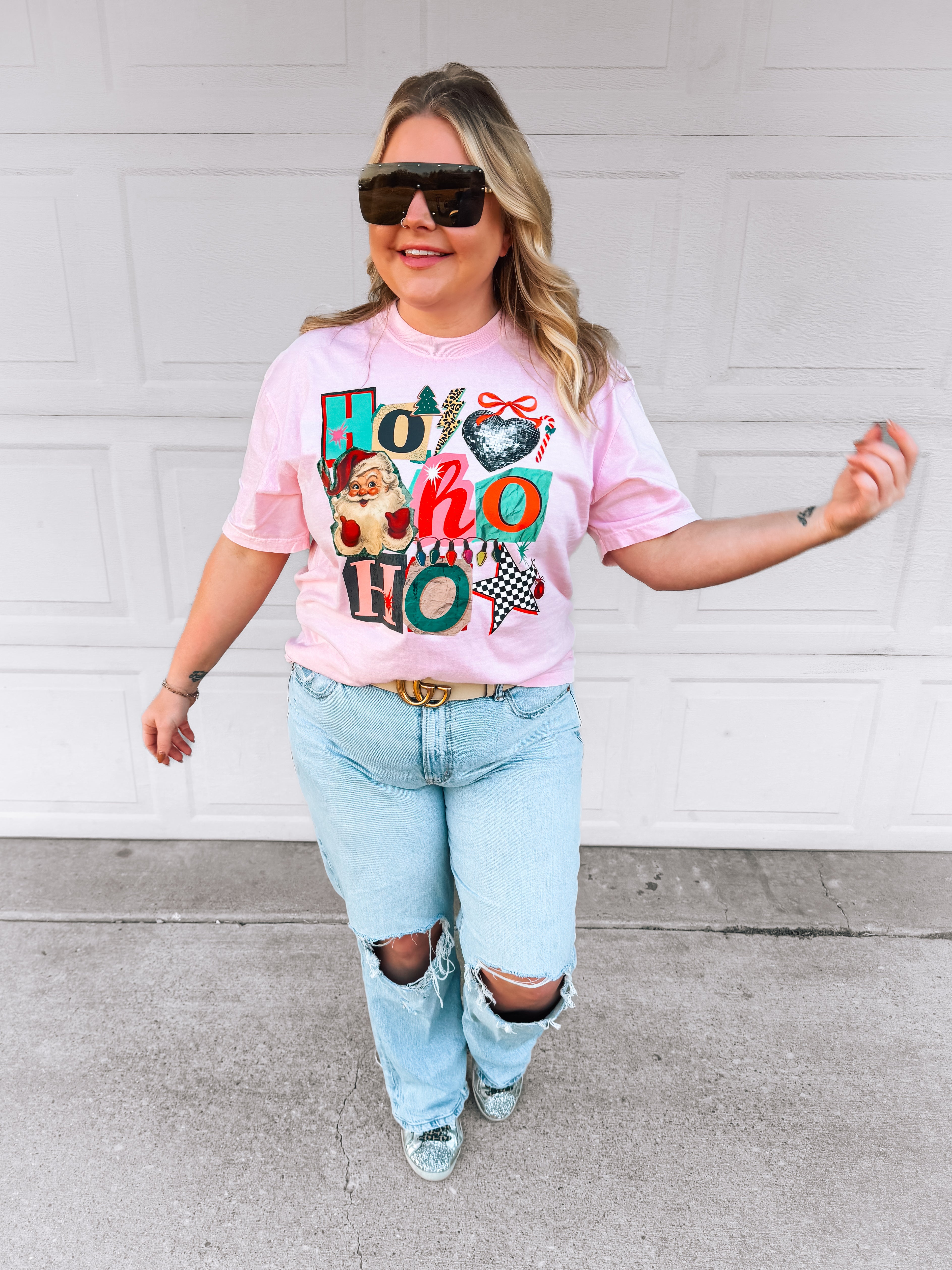 HO HO HO| Comfort Color Tee- Baby Pink