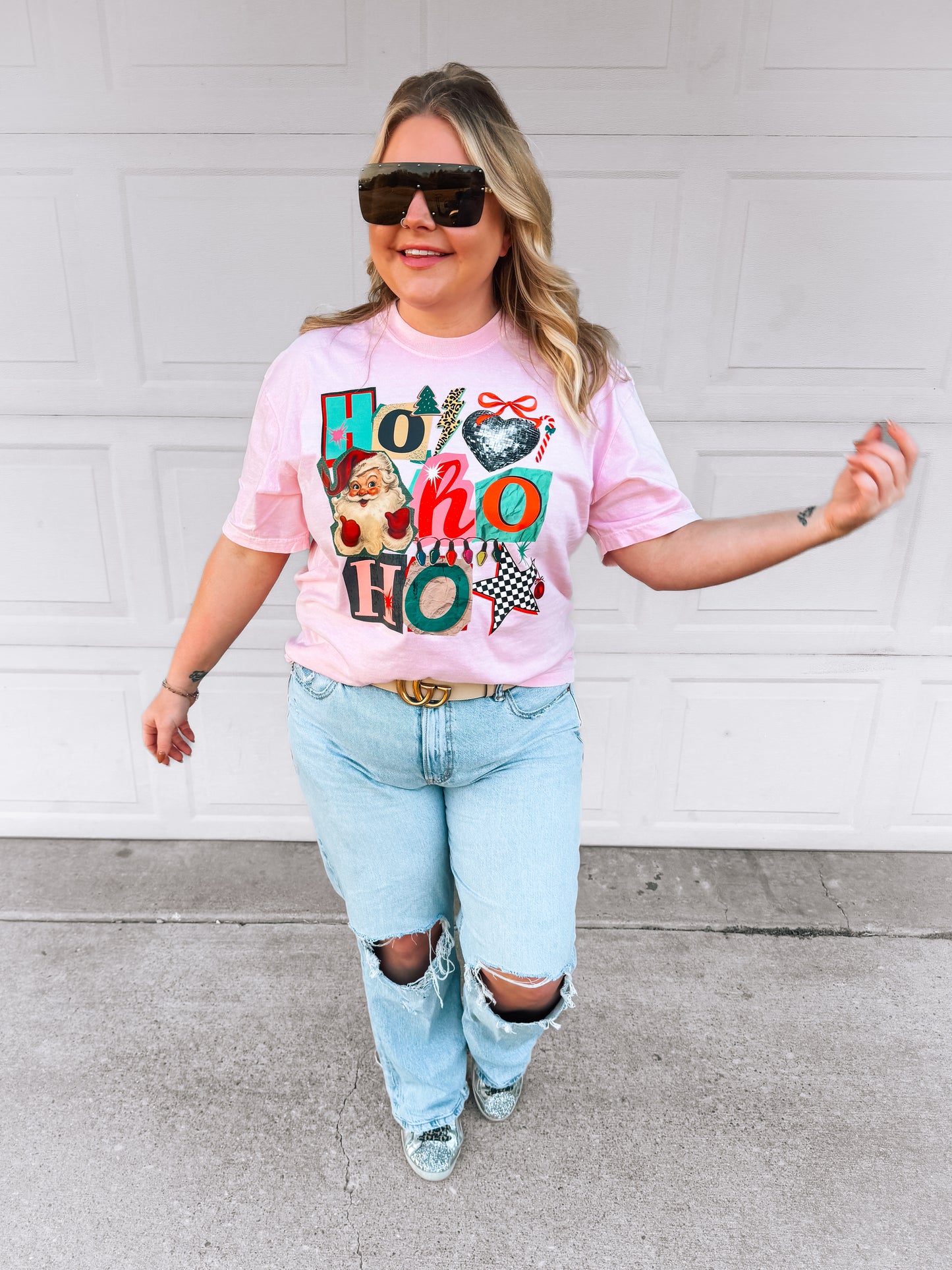 HO HO HO| Comfort Color Tee- Baby Pink
