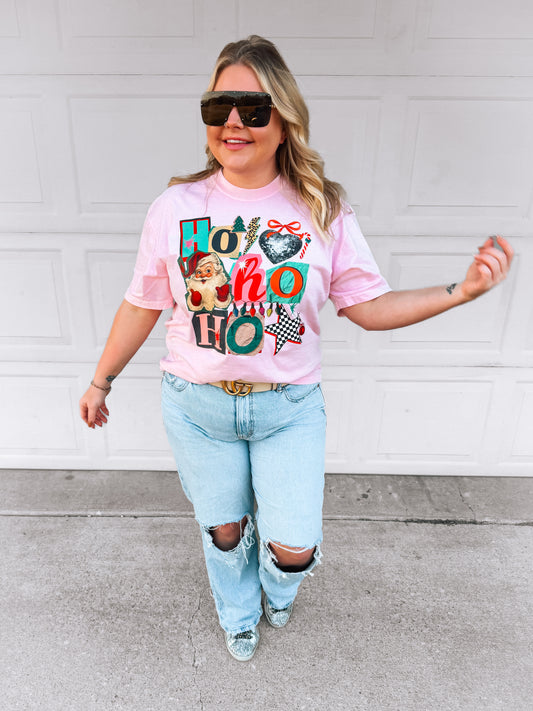 HO HO HO| Comfort Color Tee- Baby Pink