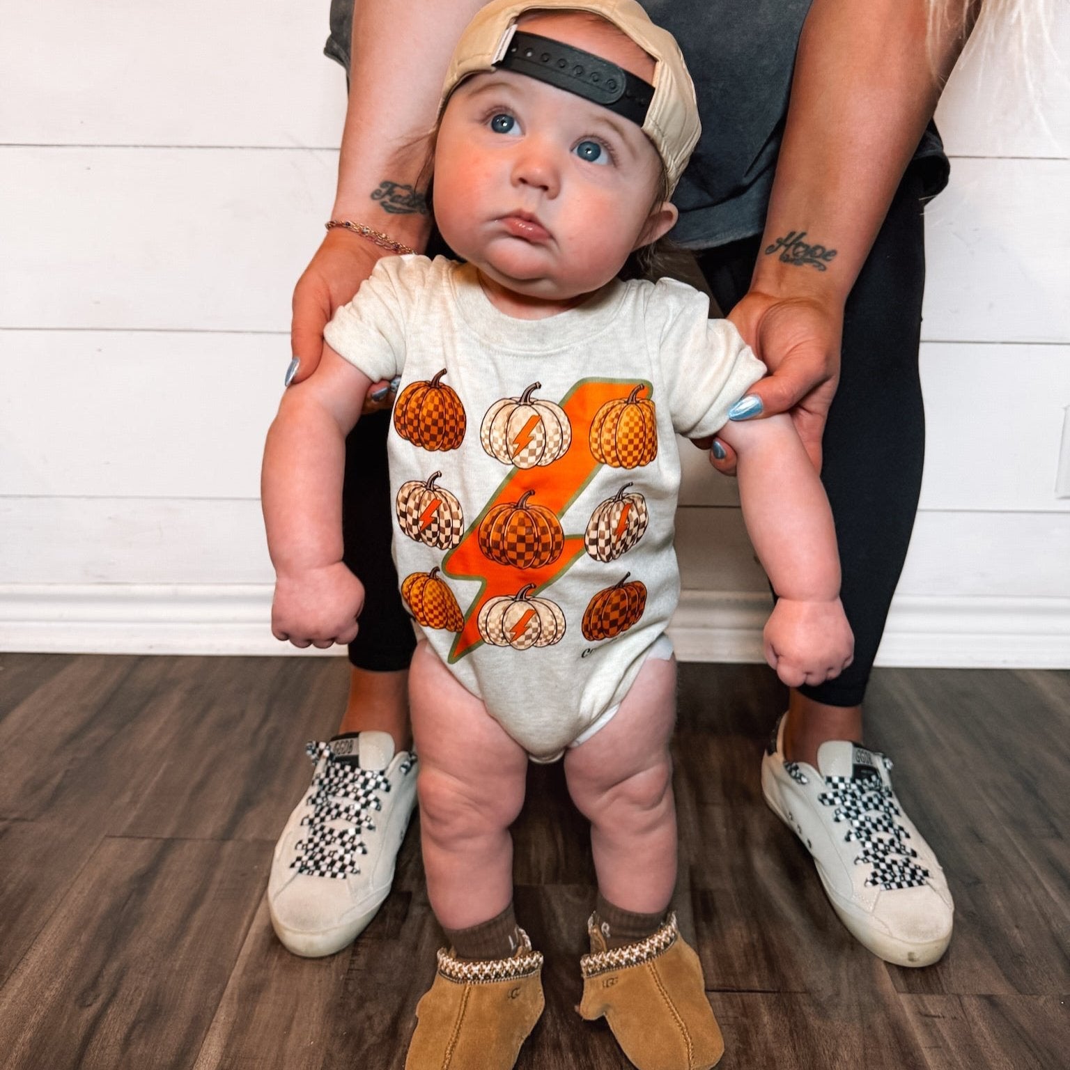 Bolts and Pumpkins| Rolled Sleeve Bubble Romper