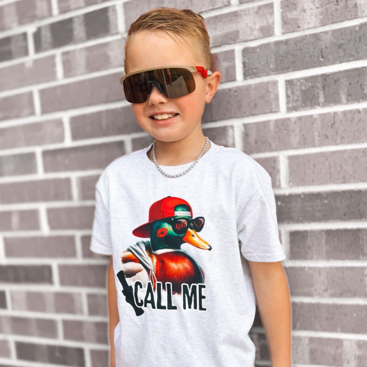 Call Me | Grey Graphic T-shirt