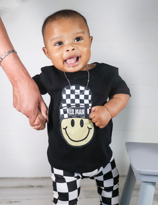 Lil Man Beanie | Black Graphic T-shirt