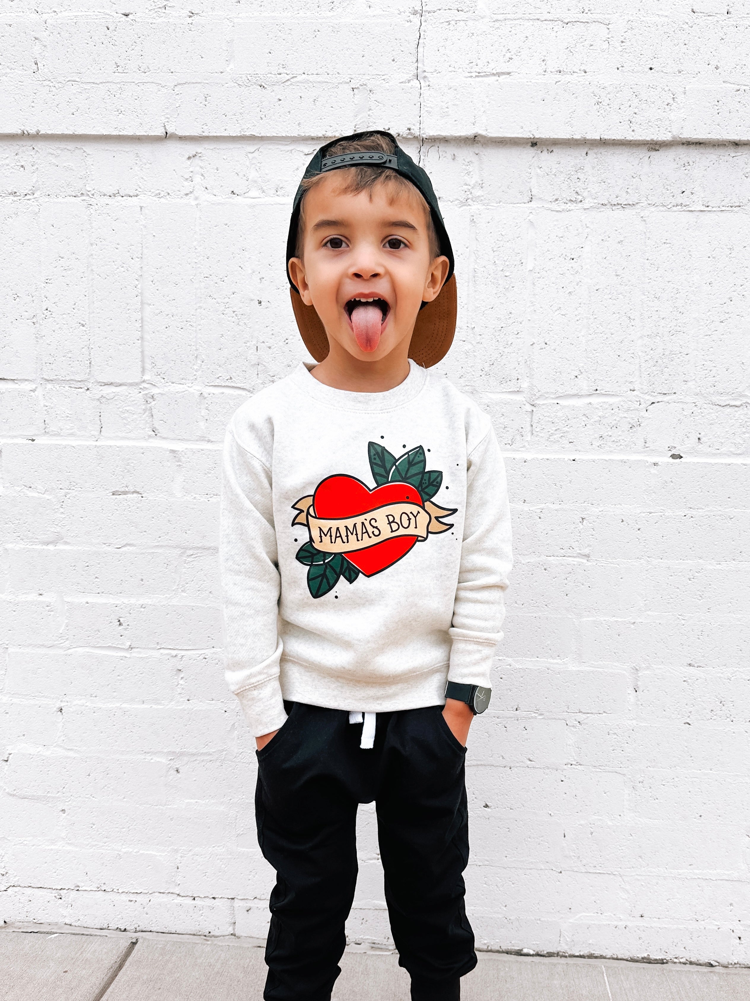Mama's Boy Tattoo Heart | Oatmeal Sweatshirt