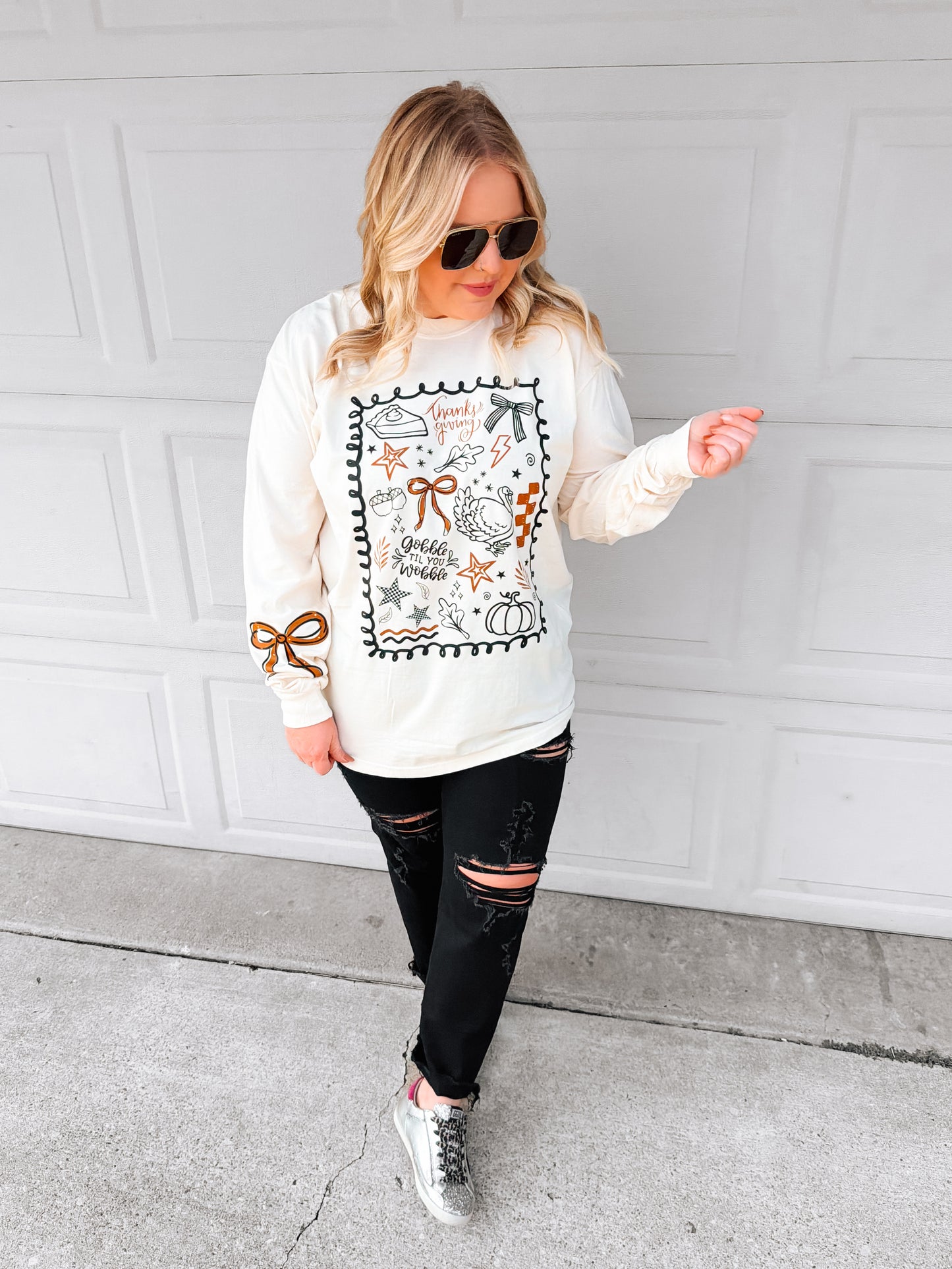 Thanksgiving Bow | Comfort Color Long Sleeve Tee