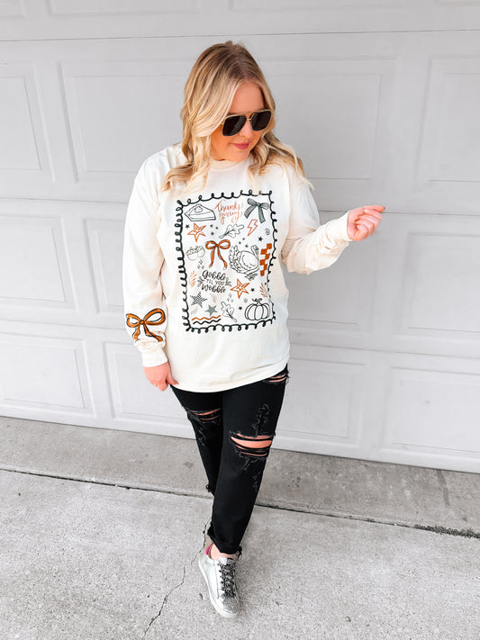 Thanksgiving Bow | Comfort Color Long Sleeve Tee