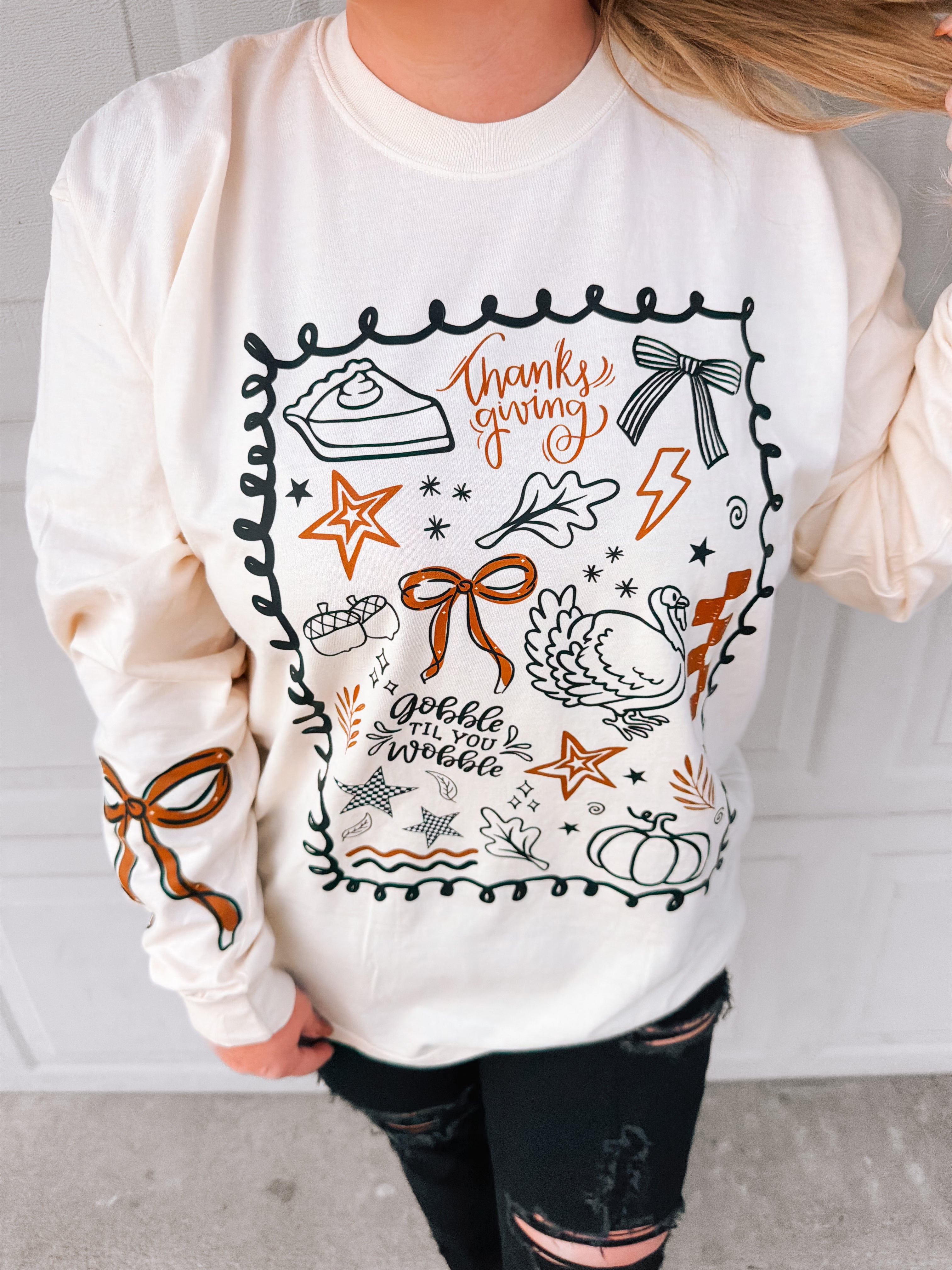Thanksgiving Bow | Comfort Color Long Sleeve Tee