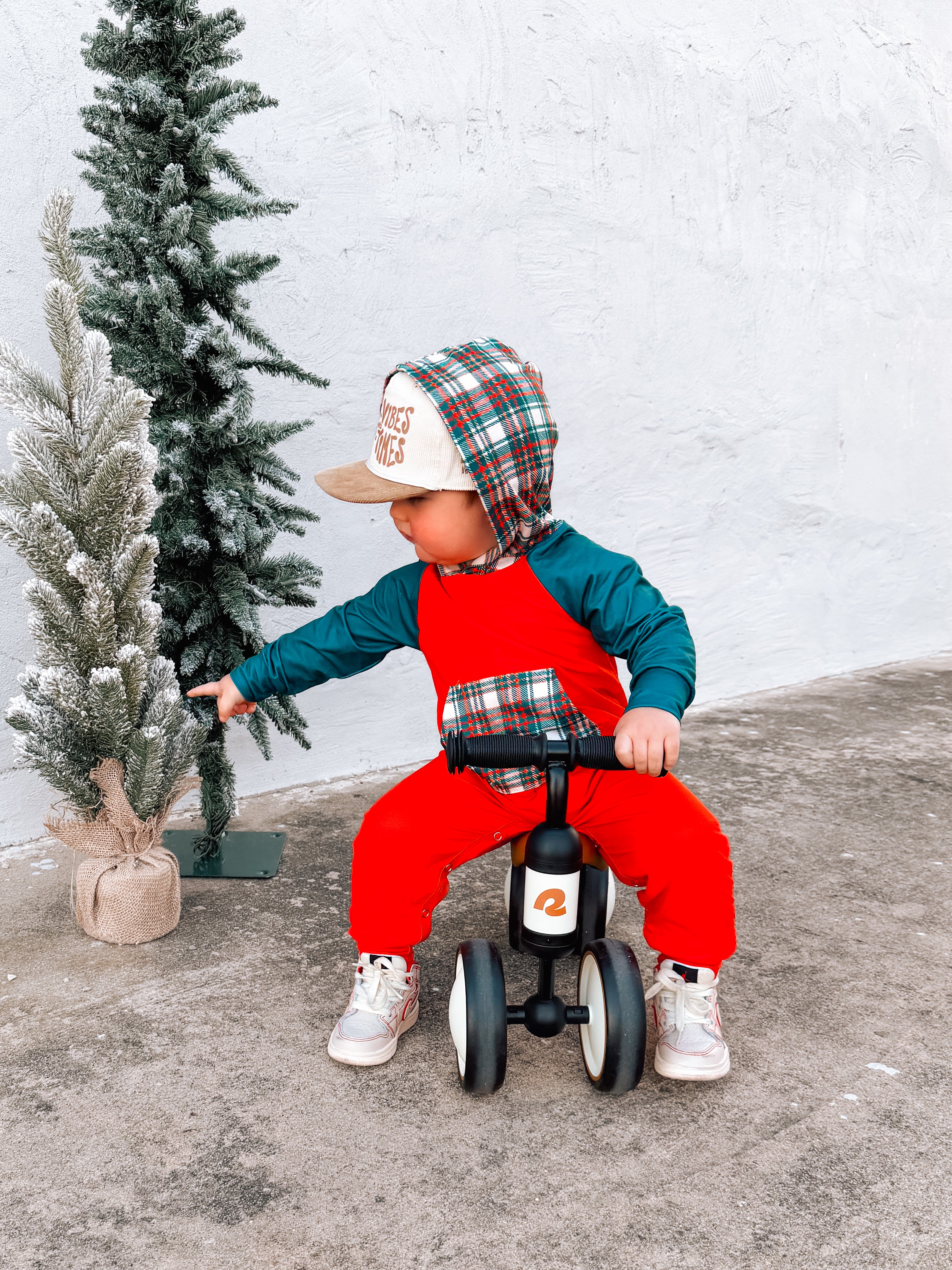 Christmas Plaid |  Hooded Romper