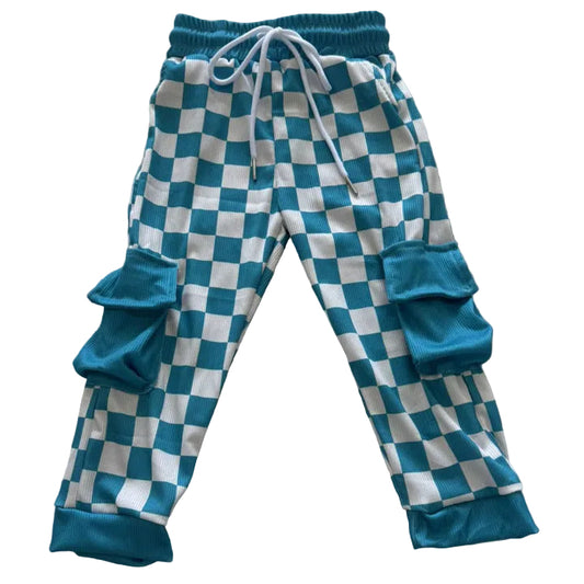 Checker Dude | Ribbed Teal Cargo Jogger