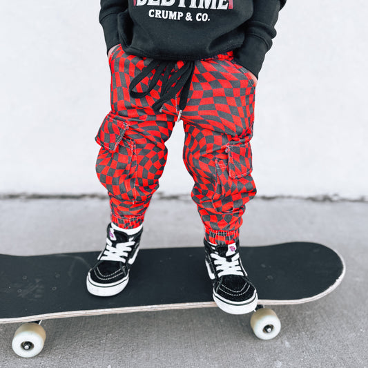 Love Burst | Red Checker Cargo Jogger Pant