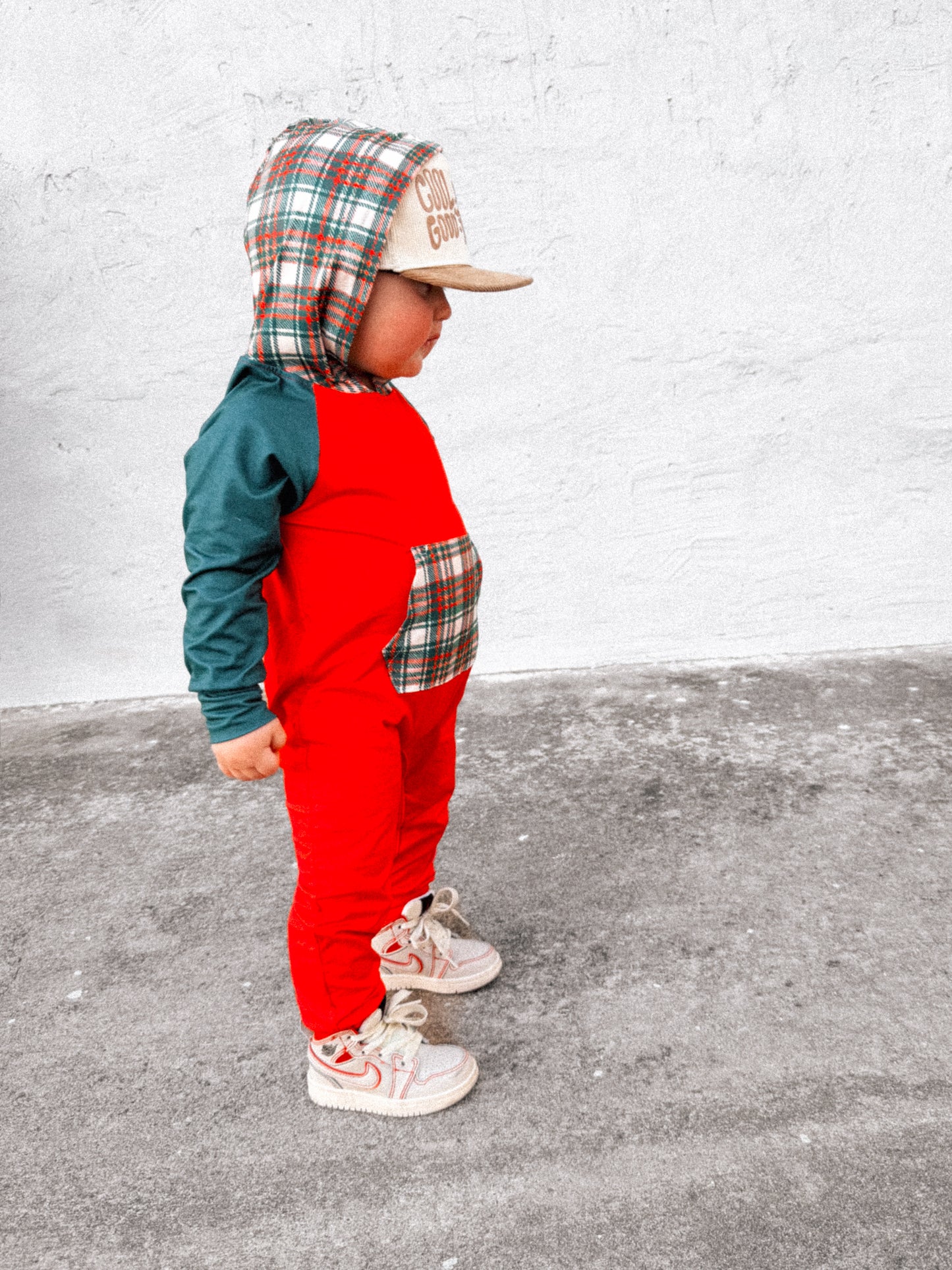 Christmas Plaid |  Hooded Romper